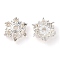 Brass Micro Pave Clear Cubic Zirconia Bead Caps, Cadmium Free & Nickel Free & Lead Free, Flower, 925 Sterling Silver Plated, 9x9x3.5mm, Hole: 1.5mm