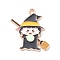 Halloween Alloy Enamel Pendants, Golden, Witch, 25x23x1mm, Hole: 1.5mm