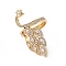 Clear Cubic Zirconia Peacock Adjustable Ring, Brass Jewelry for Women, Lead Free & Cadmium Free, Real 18K Gold Plated, Inner Diameter: 17mm