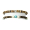2Pcs 2 Style Synthetic Turquoise Round & Natural Coconut Disc Beaded Stretch Bracelets Set, Rhinestone Stackable Bracelets, Inner Diameter: 2-1/8 inch(5.5cm), 1Pc/style