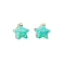 10Pcs UV Plated Iridescent Opaque Resin Pendants, with Glitter Powder & Golden Tone Loop, Star, Cyan, 24mm