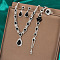 Fashionable Brass Rhinestone Bracelets & Earrings & Necklaces & Rings Sets, Teardrop, Jet, 320mm