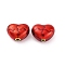 304 Stainless Steel Enamel Beads, Ion Plating(IP), Real 18K Gold Plated, Heart, Red, 10x13.5x8mm, Hole: 1.6mm