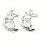 Clear Glass Charms, with Brass Finding, Crescent Moon, Real Platinum Plated, 11x7x2.5mm, Hole: 1mm