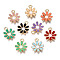 Light Gold Plated Alloy Pendants, with Enamel, Flower, Mixed Color, 17.5x14.5x3mm, Hole: 2mm