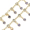 Brass Chain, with Glass Links, Cadmium Free & Nickel Free & Lead Free, Flat Round, Soldered, with Spool, Real 18K Gold Plated, 9x4x3.5mm