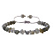 Natural Grey Moonstone Round Beads & Chips Braided Bead Bracelets for Women Men, Inner Diameter: 5/8 inch(1.5cm)~1-1/8 inch(3cm)