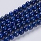 Natural Lapis Lazuli Beads Strands, Grade A, Round, 6mm, Hole: 1mm, about 58~60pcs/strand, 15 inch