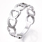 Non-Tarnish 304 Stainless Steel Hollow Out Heart Adjustable Ring for Women, Stainless Steel Color, US Size 6 1/4(16.7mm)