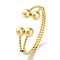 Rack Plating Brass Double Layer Cuff Bangles, Lead Free & Cadmium Free, Real 18K Gold Plated, Inner Diameter: 2-3/8x2-1/4 inch(6.1x5.7cm)