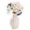 Natural Mixed Stone Chips Money Tree Decorations, Random Mixed Porcelain Vase Base with Copper Wire Feng Shui Energy Stone Gift for Home Office Desktop Decoration, 48~62x140mm