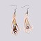 Shell Dangle Earrings, with Brass Earring Hooks, Platinum, 71~74mm, Pin: 0.8mm