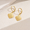 Brass Hollow Leverback Earrings, Real 18K Gold Plated, Rhombus, 12.8x10.2mm