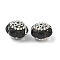 Acrylic Rhinestone Rondelle Beads, with Alloy & Glass, for Beadable Pens, Keychains and Jewelry, Antique Silver & Silver, Black, 21.5x20x15mm, Hole: 2mm