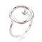 Oval Brass Cup Peg Ring Settings, Adjustable Ring Settings for Half Drilled Beads, Cadmium Free & Nickel Free & Lead Free, Platinum, 19x16.5mm, Inner Diameter: 17mm, Pin: 0.8~1mm