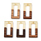 Walnut Wood & Luminous Glow in the Dark Resin Pendants, Rectangle Charms, PapayaWhip, 28x14.5x3.5mm, Hole: 1.8mm