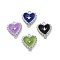 304 Stainless Steel Enamel Heart Connector Charms, Stainless Steel Color, Mixed Color, 13x11.5x3mm, Hole: 1mm