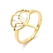 Ion Plating(IP) 304 Stainless Steel Hollow Lotus Adjustable Ring, Real 18K Gold Plated, US Size 6(16.5mm)