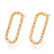 Brass Stud Earrings, Long-Lasting Plated, Textured Oval, Nickel Free, Real 18K Gold Plated, 16.2x7mm, Pin: 0.8mm