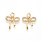 Brass Micro Pave Cubic Zirconia Charms, Bowknot, with Jump Ring, Cadmium Free & Lead Free, Real 18K Gold Plated, 13.5x13.5x2mm, Hole: 3.5mm