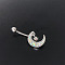 316L Surgical Stainless Steel Micro Pave Clear AB Cubic Zirconia Curved Barbell Belly Rings, Stainless Steel Color, Moon, 10mm, Pin: 1.6mm