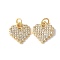Brass Micro Pave Clear Cubic Zirconia Heart Pendants, Cadmium Free & Lead Free, Real 18K Gold Plated, 13x11.5x2mm, Hole: 3.5mm