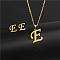 Golden Stainless Steel Initial Letter Jewelry Set, Stud Earrings & Pendant Necklaces, Letter E, No Size