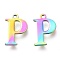 Ion Plating(IP) 304 Stainless Steel Charms, Laser Cut, Alphabet, Rainbow Color, Letter.P, 12.5x8x0.8mm, Hole: 1mm