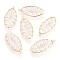 Brass Pendants, with Acrylic Pearl Beads, Nickel Free, Horse Eye, Real 18K Gold Plated, 31x15x4mm, Hole: 1.5mm