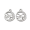 Brass Micro Pave Cubic Zirconia Charms, Cadmium Free & Nickel Free & Lead Free, Moon with Bowknot, Real Platinum Plated, 13x10x2.5mm, Hole: 1.2mm