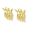 Brass Micro Pave Clear Cubic Zirconia Cuff Earrings for Women, Real 18K Gold Plated, 20.5x20mm