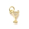 Brass Micro Pave Clear Cubic Zirconia Pendants, with Jump Ring, Long-Lasting Plated, Lead Free & Cadmium Free, Cup Charms, Real 18K Gold Plated, 11.5x8.5x2mm, Hole: 3.5mm
