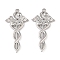 Brass Micro Pave Clear Cubic Zirconia Pendants, Cadmium Free & Nickel Free & Lead Free, Wing, Real Platinum Plated, 31.5x15.5x2mm, Hole: 1.5mm