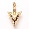 Brass Micro Pave Cubic Zirconia Pendants, Cadmium Free & Lead Free, Knife, Golden, 18x11.5x3mm, Hole: 3mm
