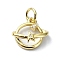 Brass Micro Pave Claer Cubic Zirconia Charms, Cadmium Free & Nickel Free & Lead Free, with Jump Ring, Planet, Real 18K Gold Plated, 12x12x4.5mm, Hole: 3mm