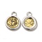 Alloy Pendants, Long-Lasting Plated, Cadmium Free & Lead Free, Flat Round, Antique Golden & Platinum, 24.5x19x3.5mm, Hole: 4mm