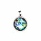 Puna Shell Pendants, Flat Round Charms, with Ice Pick Pinch Bails, Platinum, 18x15x4mm