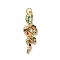 Rack Plating Brass Micro Pave Cubic Zirconia Pendants, Cadmium Free & Lead Free, Real 18K Gold Plated, Snake, Colorful, 38.5x12x3.5mm, Hole: 3.6mm