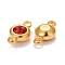 304 Stainless Steel Rhinestone Links connectors, Flat Round, Golden, Light Siam, 12x6.5x4mm, Hole: 2mm