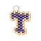 Handmade MIYUKI Seed Beads, Loom Pattern Letter Pendants, with 304 Stainless Steel Jump Rings, Letter T, 16x14x2mm, Hole: 2.5mm