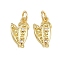 Brass Micro Pave Cubic Zirconia Pendants, Pea Pods Charms, with Jump Ring, Rack Plating, Long-Lasting Plated, Lead Free & Cadmium Free, Real 18K Gold Plated, 14x8x2.5mm, Hole: 3mm