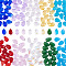 140Pcs 10 Styles Imitation Jade & Transparent Glass Pendants, Teardrop Charms, Mixed Color, 9x5.5~6x4.5~6mm, Hole: 0.5~1mm, 14Pcs/style