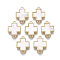 Brass Links, with Freshwater Shell, Nickel Free, Cross, Real 18k Gold Plated, Seashell Color, 18x12.5x3mm, Hole: 1.2mm