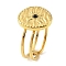 Ion Plating(IP) 304 Stainless Steel Open Cuff Ring for Women, with Rhinestone, Flat Round, Real 18K Gold Plated, US Size 6(16.5mm)