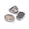 Natural Agate  Links connectors, with Brass Loop, Nuggets, Edge Silver Color Plated, 40~44x28~35x8~10mm, Hole: 2.5mm