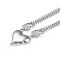 Clear Cubic Zirconia Heart with Padlock Pendant Necklace, Brass Jewelry for Women, Cadmium Free & Lead Free, Platinum, 15.75 inch(40cm)