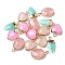 Resin Imitation Gemstone Pendants, with Light Gold Plated Brass & Iron Findings, Mixed Shapes, Mixed Color, 18~22x10~13x4~6mm, Hole: 1.8mm