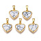 Real 18K Gold Plated Brass Pendants, with Synthetic Turquoise Cabochons, Cadmium Free & Nickel Free & Lead Free, Heart, Turquoise, 12x11.5x3mm, Hole: 2.5x5mm