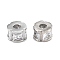 Brass Micro Pave Clear Cubic Zirconia Beads, with Enamel and Jump Ring, Long-Lasting Plated, Rondelle, Real Platinum Plated, 6x4mm, Hole: 1.9mm