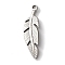 Non-Tarnish 304 Stainless Steel Pendants, Leaf Charms, Stainless Steel Color, 35.5x10x2mm, Hole: 2mm